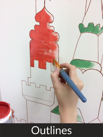 The hand painting is really easy over the outlined, upscaled image and traced by the drawing machine. Now your painting style can be used to complete the mural artwork on the wall. That's why this art tool helps with DIY murals and stained glass projects.